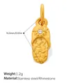 Golden stainless steel flip-flop pendant with star pattern and rhinestone inlay - Gold Flip Flop with Rhinestone (PJ2265WEG)