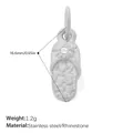 Flip-flop charm pendant in stainless steel with rhinestone flower and star pattern - Silver Flip Flop with Rhinestone (PJ2265WES)