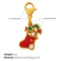 Christmas stocking charm pendant with red green enamel and lobster clasp for DIY jewelry - Christmas Stocking Style (PJ748RDGLXK)