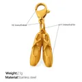 Golden ballet shoe pendant with lobster clasp in stainless steel for DIY jewelry making - Ballet Shoe Style (PJ804GLXK)