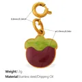 Purple mangosteen pendant in drip oil finish with gold lobster clasp for DIY jewelry - Mangosteen Style (PJ1495GPGZBK)