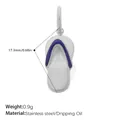 Blue flip-flop pendant in stainless steel with dripping oil for DIY necklaces - Silver Blue Strap Flip Flop (PJ2267NBS)