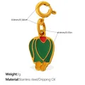 Tulip flower charm in gold stainless steel with red and green enamel and lobster clasp - Tulip Style (PJ1496CRGZBK)