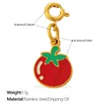 Enamel red tomato charm with lobster clasp and gold-plated metal base for DIY jewelry - Red Tomato Style (PJ1498RGGZBK)