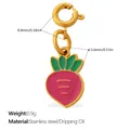 Pink and green carrot pendant in stainless steel with a gold spring clasp for DIY jewelry - Pink Carrot Style (PJ1499PGGZBK)