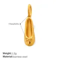Golden stainless steel ballet shoe pendant with bow detail for DIY jewelry making - Gold Ballet Shoe (PJ2269G)