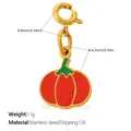 Golden stainless steel pumpkin charm with red enamel finish and spring clasp - Pumpkin Style (PJ1500RGGZBK)