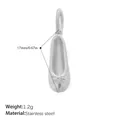 Silver stainless steel ballet shoe pendant weighing 1.2g and 17mm in length - Silver Ballet Shoe (PJ2269S)
