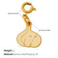 Golden garlic charm pendant made of stainless steel with creamy white oil dripping finish - Garlic Style (PJ1501OWGZBK)
