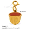 Golden acorn pendant in stainless steel with reddish oil-dripping and lobster clasp - Acorn Style (PJ1503RDGZBK)