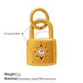 Golden lock-shaped pendant with starburst rhinestone detail in stainless steel - Sunburst Star Lock (PJ2277WEG)