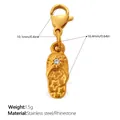 Pendentif tong dorée en acier inoxydable avec gravure d'étoile et strass étincelant - Style Tongs à Strass (PJ2265WEGLXK)