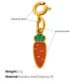 Orange carrot pendant in stainless steel with colorful oil drip for DIY necklaces - Orange Carrot Style (PJ1505GOGZBK)