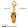 Pendentif tong en émail bleu en acier inoxydable avec fermoir mousqueton pour bijoux DIY - Style Tongs Bleu (PJ2267NBGLXK)