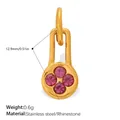 Gold stainless steel lock pendant with pink rhinestones for women jewelry - Pink Zirconia Clover Charm (PJ2278PKG)