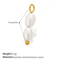 Pendentif en acier inoxydable doré 18 carats avec double perles blanches pour bijoux DIY - Pendentif Perle (PJ780WEG)