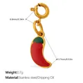 Red chili pepper pendant with gold spring clasp and colorful enamel finish for DIY jewelry - Red Chili Style (PJ1510RGGZBK)