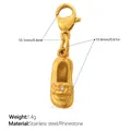 Pendentif chaussure en acier doré avec gaufrage floral et fermoir homard - Style Mocassin à Strass (PJ2270WEGLXK)