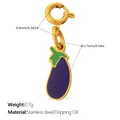 Eggplant pendant charm in purple enamel with golden stainless steel lobster clasp - Purple Eggplant Style (PJ1511PGGZBK)