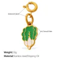 Enamel cabbage vegetable charm in green and gold stainless steel for DIY jewelry - Cabbage Style (PJ1513GWGZBK)