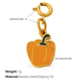 Orange bell pepper charm pendant in stainless steel with drip oil finish and gold clasp - Orange Pepper Style (PJ1519GOGZBK)