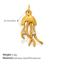 Ciondolo a medusa in acciaio inossidabile dorato 18 carati con strass scintillanti - Medusa Dorata (PJ2292WEG)