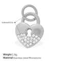 Polished silver heart lock pendant in stainless steel with sparkling rhinestones - Keyhole Heart Lock Silver (PJ2284WES)