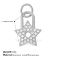 Star shaped silver pendant in stainless steel with rhinestones and hollow center - Hollow Star Pave Lock Silver (PJ2285WES)