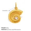 Pendaglio a conchiglia d'oro con strass in acciaio inossidabile, ciondolo tema oceano - Conchiglia con Strass (PJ2295WEG)