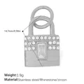 Silver padlock pendant in stainless steel with rhinestones and central zircon crystal - Zircon Center Pave Lock Silver (PJ2287WES)