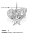 Ciondolo a cuore marino con stelle marine e conchiglie in acciaio dorato 18K - Cuore Conchiglia Stella Marina Argento (PJ2298WES)