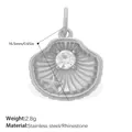 Ciondolo a conchiglia argento con strass e dettaglio stella marina, 16,5mm - Conchiglia Stella Marina Argento (PJ2300WES)
