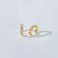 Elegant gold-plated C-shaped crescent earrings with heart and square CZ stones - Crescent Moon / Gold