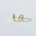Minimalist gold C-shaped ear cuff featuring a row of sparkling white square zircon stones - Square Stone Pave / Gold