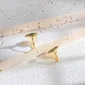 Asymmetric gold cat-eye stone ear clips with modern geometric metal design for women - Oval Single Bar Polished Metal / Gold