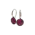 Exquisite geometric round dangle earrings with red and black crystal pave settings - Silver & Rose Red