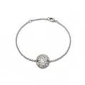 Vue détaillée du bracelet en argent avec pendentif disque pavé de cristaux et fermoir mousqueton - Argent & Blanc