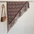 Modischer brauner Schal mit Kettenmuster und klassische braune Schultertasche aus Leder - Sjj-036 Kaffeefarbe / 180x90cm