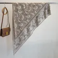 Brown paisley triangular waist wrap with tassel trim for elegant denim decoration - 180x90cm / Khaki (SJJ-008)