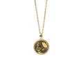 Close-up of gold-plated S925 silver necklace with black mother of pearl cat pendant - Cancer + Gray Mother of Pearl