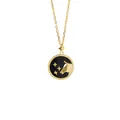 Detail of S925 silver Taurus zodiac coin necklace with blue starry sky mother of pearl - Taurus + Black Mother of Pearl