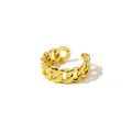 Golden Cuban link chain open ring with adjustable minimalist industrial style for men and women - Adjustable Open / Gold