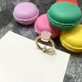 Anillo de oro con cristal rosa cuadrado y diamantes pavé para mujer estilo coreano - Talla 6 / Borde Dorado Color Jade Rosa