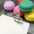 Anillo de plata con piedra ámbar facetada y banda de cristales pavé sobre color - Talla 6 / Borde Plateado + Champaña