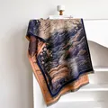 Schal mit Landschaftsdruck in Kaschmir-Optik, Farbverlauf und grauen Fransen für Winter - Yh-299 Dunkelblau / 185x65cm
