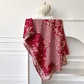 Elegant wine red paisley pashmina shawl with fringe, minimalist bohemian style wrap for women - 185x65cm / Red