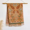 Scialle pashmina con motivo paisley e frange in calde tonalità cammello e terra - 200x65cm / Arancione (BXS-329)