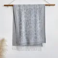 Poncho bleu toucher cachemire avec motifs paisley, jacquard fleuri et franges - Bxs-408 Bleu Clair / 200x65cm