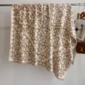 Châle classique vintage en cachemire avec imprimé géométrique marron et crème à franges - Fj028-kaki / 130x130cm