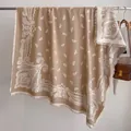 Khakifarbener Kaschmir-Gefühl Schal mit weißem Paisley-Muster und Fransen am Bügel - Fj074-khaki / 130x130cm